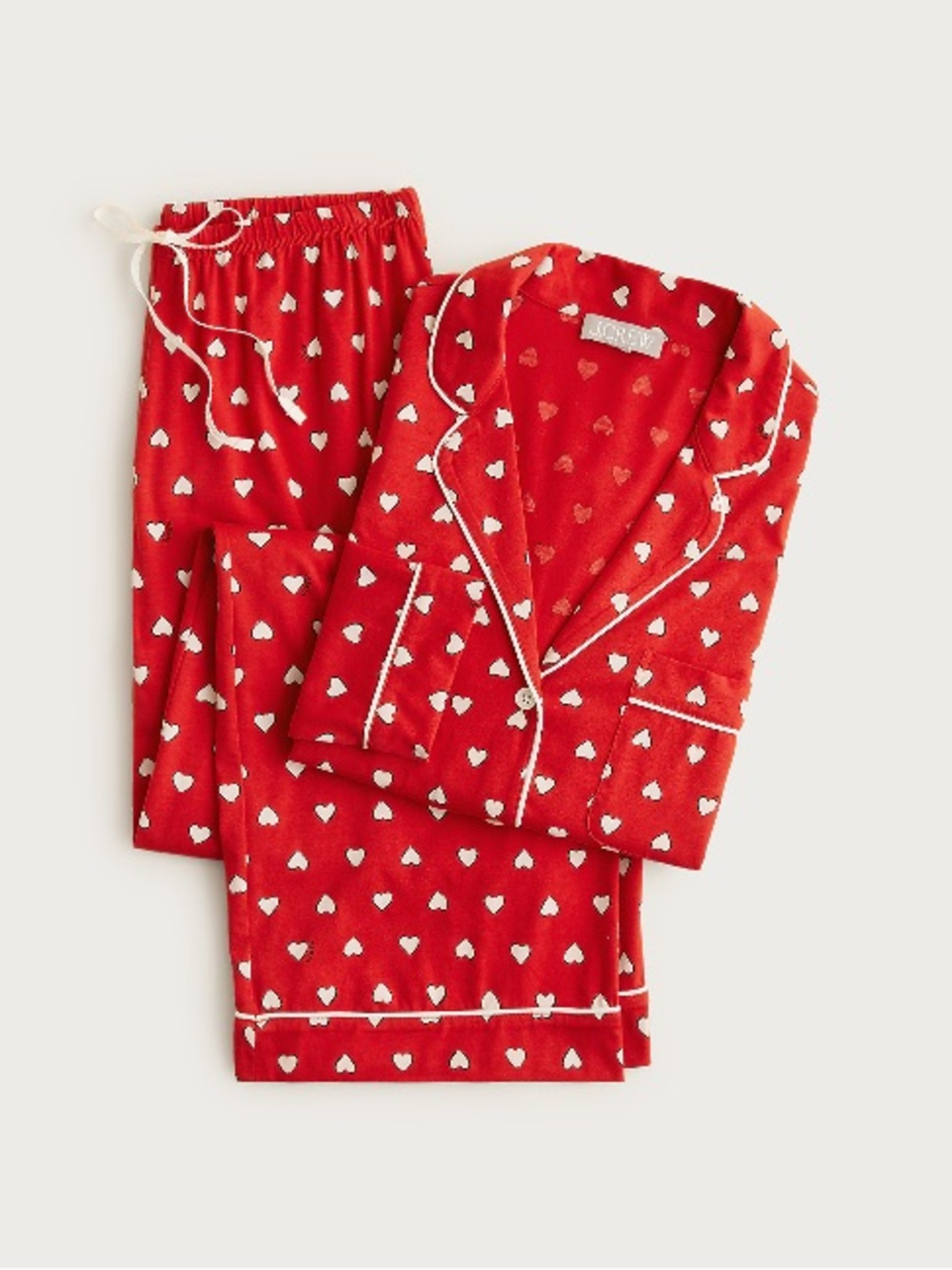 J.Crew Dreamy cotton-blend pajama pant set in heart print CR301
